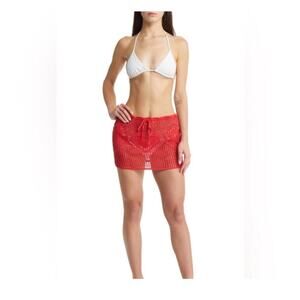 NWT MEMORIAL DAY Heart Crochet Mini skirt in Red Size 1 / XS